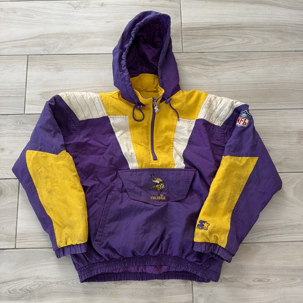 Vintage NFL Pro Line Starter Minnesota Vikings Quilted Hooded Jacket Medium M